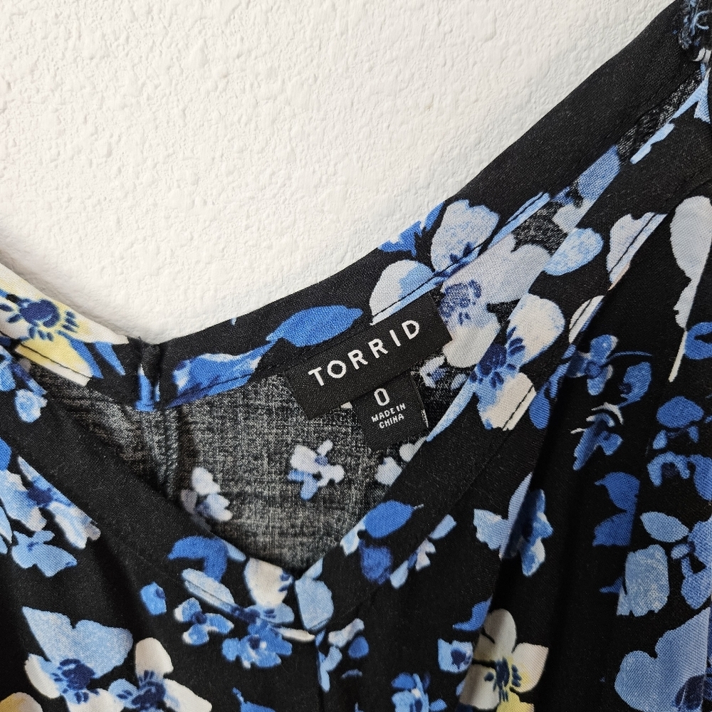 Torrid Midi Challis Sleeveless Trapeze Dress Size 0/ Large - Picture 10 of 13